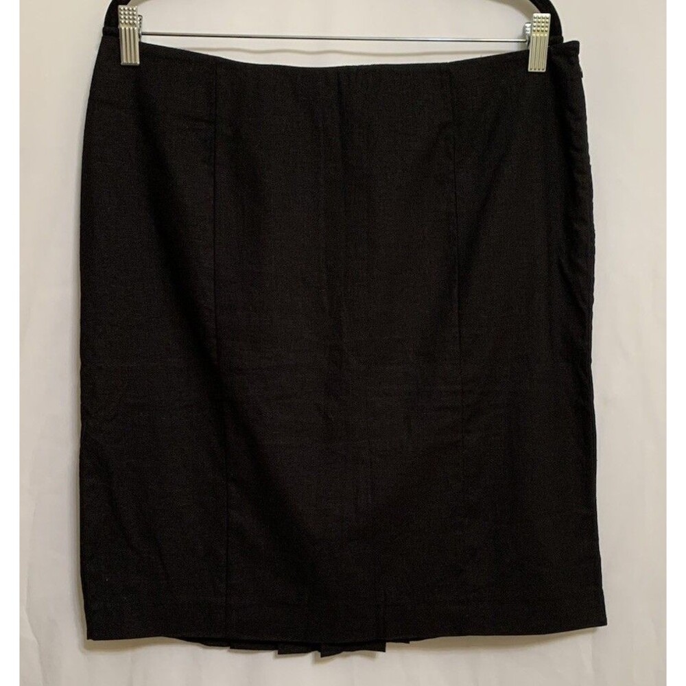 New York & Company Size 12 Skirt Linen Blend Pencil Black Knee Length NWT New